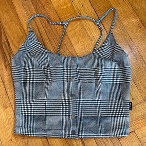 RVCA crop top black and white checkered size XS